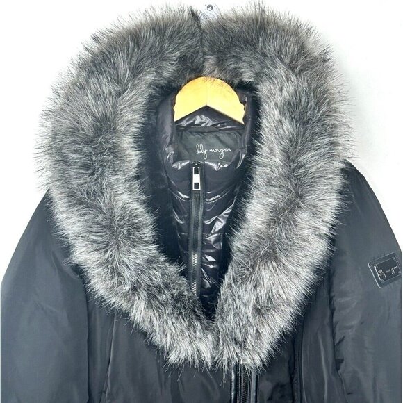 Lily Morgan Winter Parka Hooded Coat Removable Faux Fur Trim Black Womens Sz XL - Picture 3 of 14